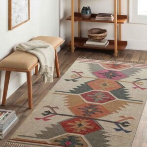 Borg Layton Traditional 4x6 ft Handmade Wool and Jute Dhurrie Rug